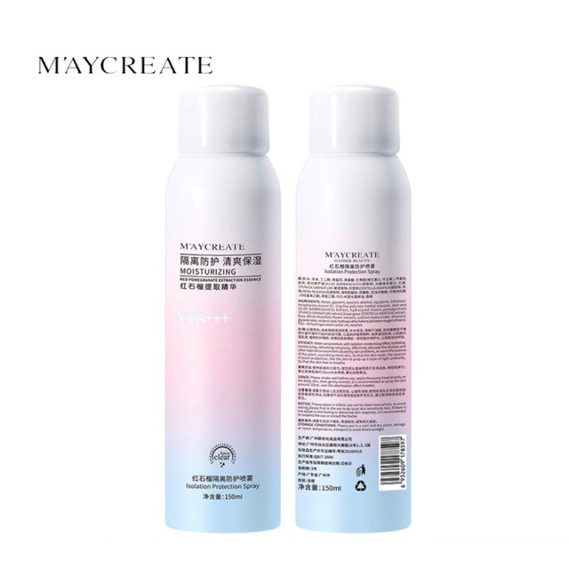 Xịt chống nắng trắng da Maycreate 150ml spf35 hàng nội địa Trung sản phẩm tốt chất lượng cao cam kết hàng y như hình vui lòng inbox để shop tư vấn