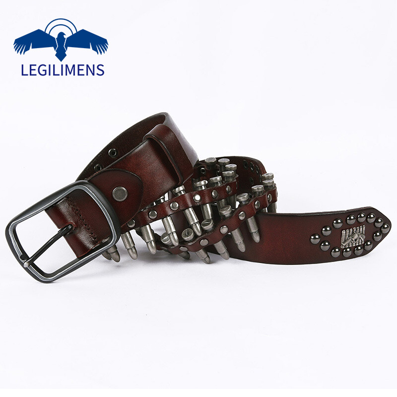 Legilimens thắt lưng đinh tán punk ghim cài thắt lưng da thật hàng đầu cho nam thắt lưng khóa cho quần jean, quà tặng cá tính cá tính cho nữ
