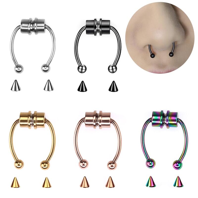 Septum Piercing Magnet Septum Nose Clip Fake And Men Nose Magnetic Circular For Jewelry Stainless Steel Women Body Piercing