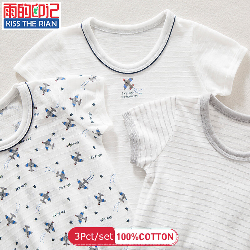 03 Áo phông tay ngắn chất liệu cotton 100% cho bé trai 1-8 tuổi - INTL