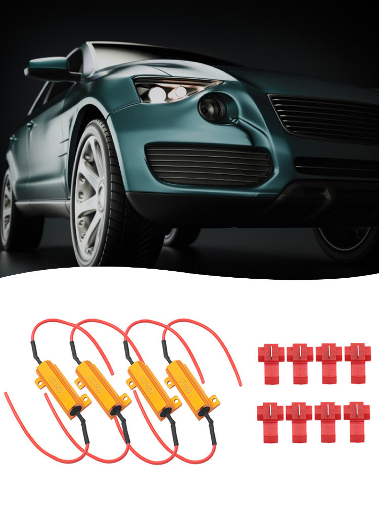 Chỉ báo led 4x điện trở tải chấn lưu bóng đèn tín hiệu rẽ rơ le tốc độ flash, 50w 6ω
