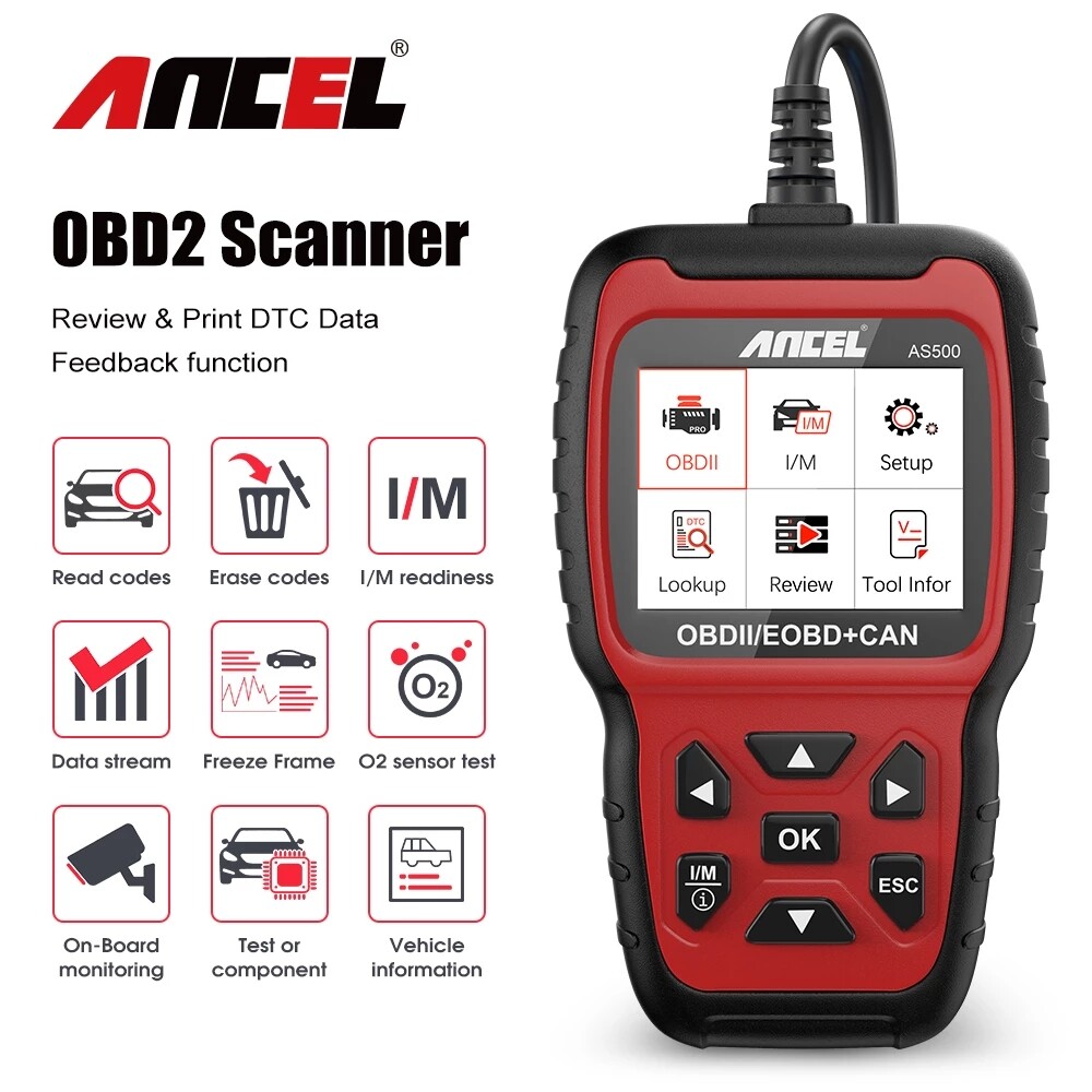 ANCEL AS500 OBD2 Scanner Read Clear Codes Car Engine OBD 2 Diagnostic Tools for Toyota Ford BMW Audi Universal All Car EOBD ODBII Automotive Code Reader Scan Tool ราคา 1,270 บาท*ส่งฟรี