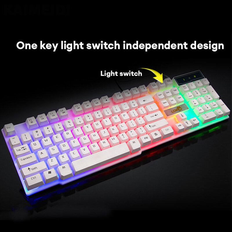 Kaimeidi bàn phím chơi game treo bàn phím có dây usb dạ quang bàn phím có đèn nền nhiều màu