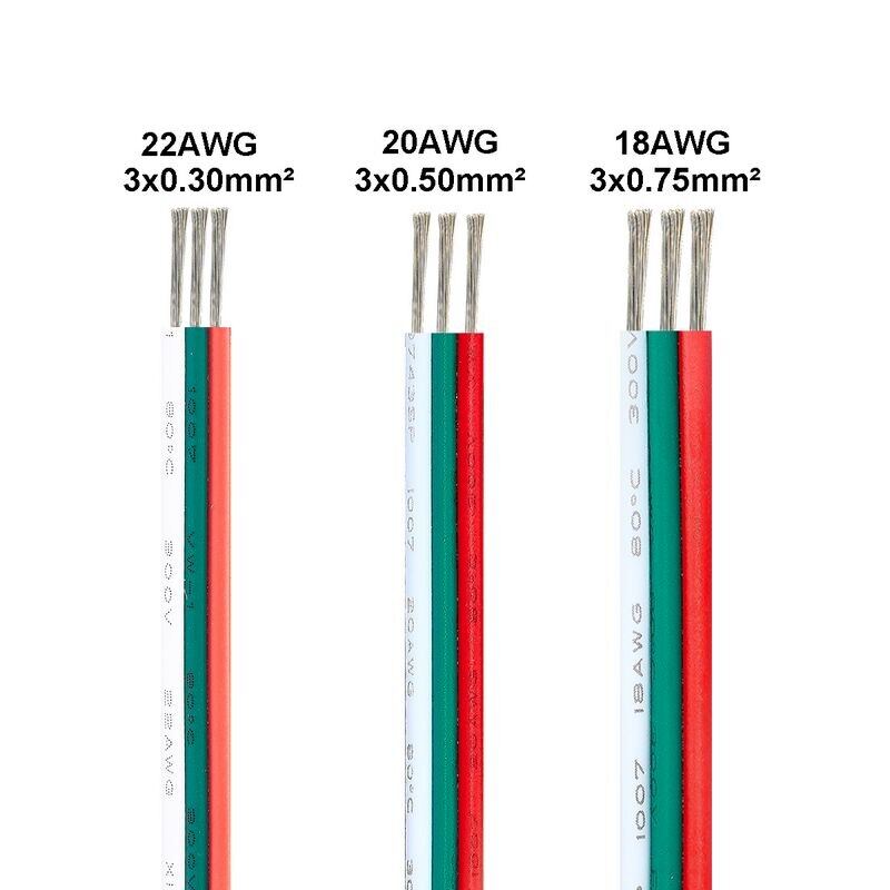 【】 Shopex mall 20M Cáp Điện WS2811 3 Kẹp Dây Điện 22AWG 20AWG 18AWG Cáp LED Dây 3pin Dây Cáp Cho Bóng Đèn Pixel RGB Bộ Điều Khiển Đèn LED