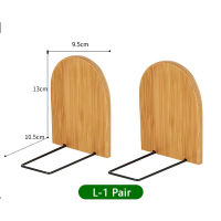 DUKEEN 1 Pair Nature Bamboo Desktop Organizer Office Home Bookends Book Ends Stand Holder Shelf Bookrack