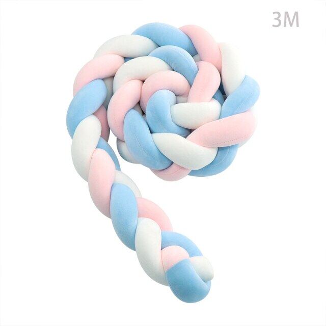 2M/3M เบาะรองนุ่มเด็กถักกันชน Knotted Plush ตกแต่งป้องกันเนอสเซอรี่ของขวัญหมอนสำหรับทารกแรกเกิด