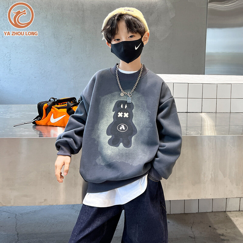 YA ZHOU LONG Boys Sweatshirt Kids Trendy Loose Tops
