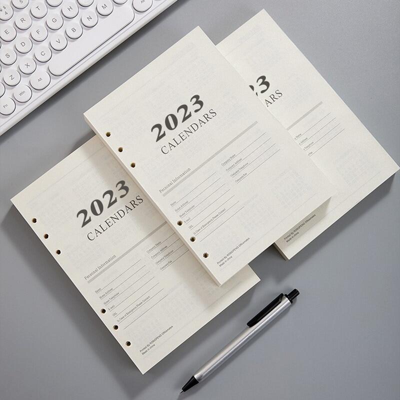 Sổ ghi chép chương trình nghị sự năm 2023 sổ ghi chép kế hoạch a5 ruột giấy 80g có vòng xoắn ốc hình lá rời 6 lỗ