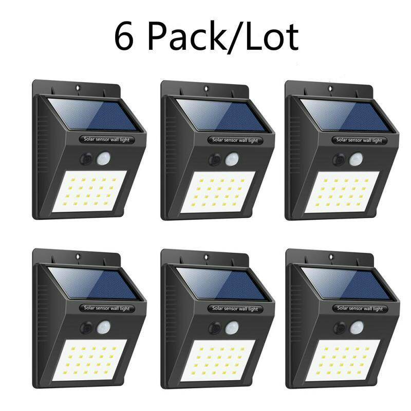 6 Pcs LED พลังแสงอาทิตย์ PIR เซ็นเซอร์ตรวจจับการเคลื่อนไหวผนัง 20 แอลอีดีกันน้ำกลางแจ้งประหยัดพลังงาน Street YARD PATH การรักษาความปลอดภัยในบ้านสวนโคมไฟ