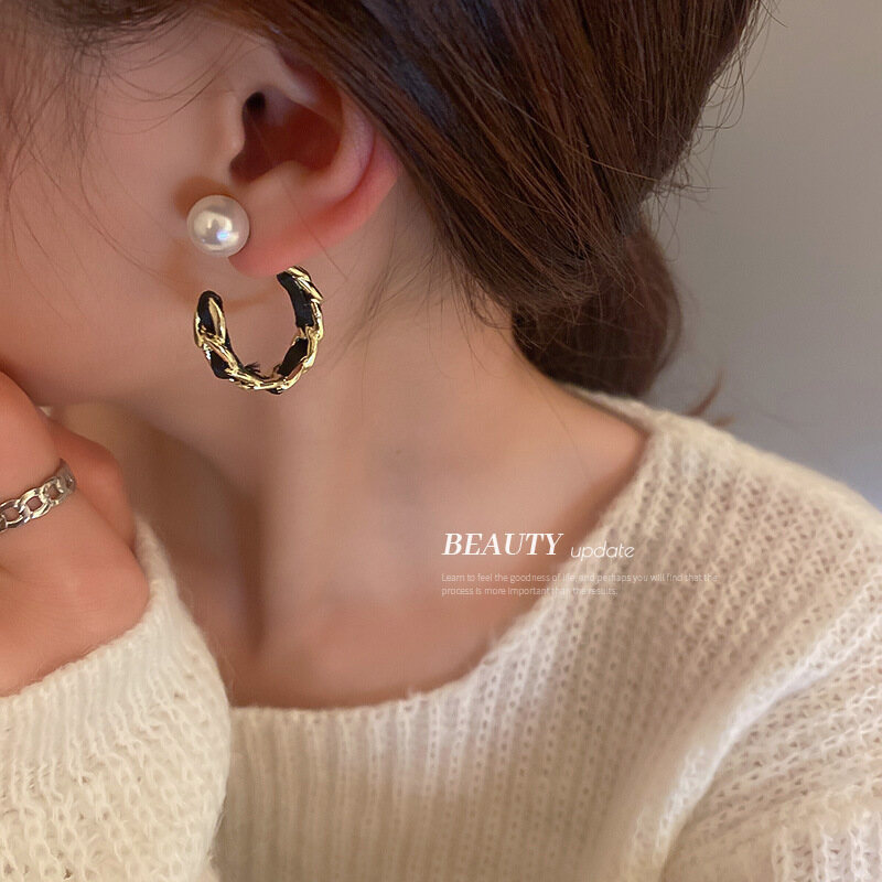 Frascati Hàng Mới Về Khuyên Tai Dạng Hạt Khuyên Tai Tròn Kiểu Pháp Cổ Điển Thời Trang Cho Nữ Khuyên Tai Nữ Thần Lớn Hàn Quốc