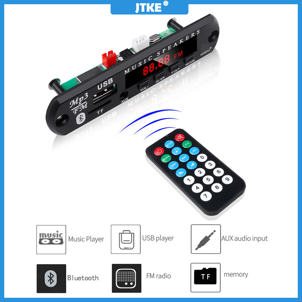 JTKE Bảng Mạch Giải Mã Máy Nghe Nhạc MP3 Bluetooth 5.0 Bộ Mô-đun AUX USB TF Đài FM Cho Xe Hơi Bảng Mạch Khuếch Đại Âm Thanh 5V 12V Có Điều Khiển Từ Xa