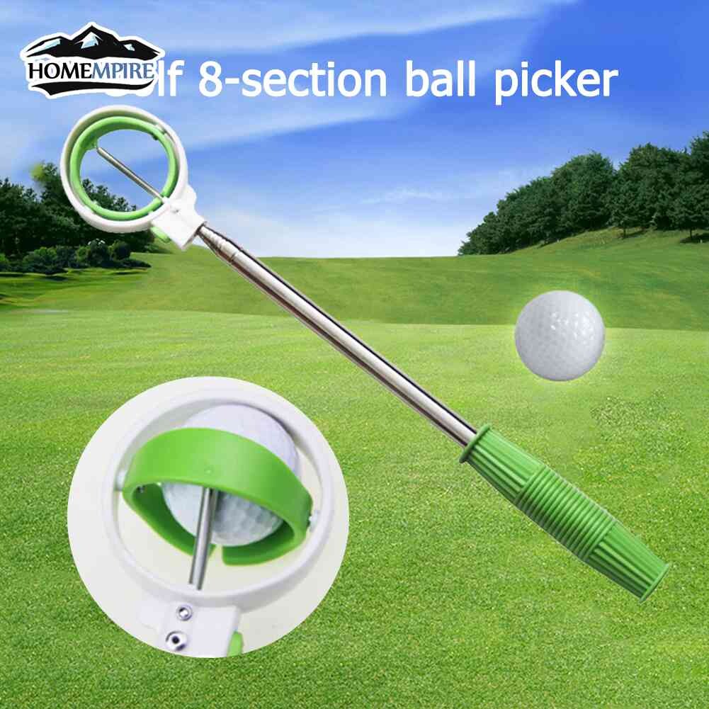 Homempire Golf Ball Retriever for Water Stainless Steel 8 Sections Telescopic Golf Ball Picker Golf Ball Pick Up Tool Automatic Locking Scoop Golf Ball Catcher