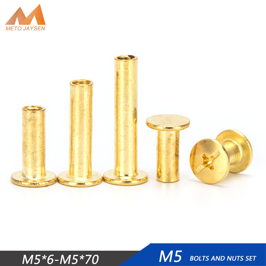 Công cụ tự làm 5-30pcs M5 đồng thau mạ Phillips Chicago vít siết chiều dài 6mm-70mm ốc vít