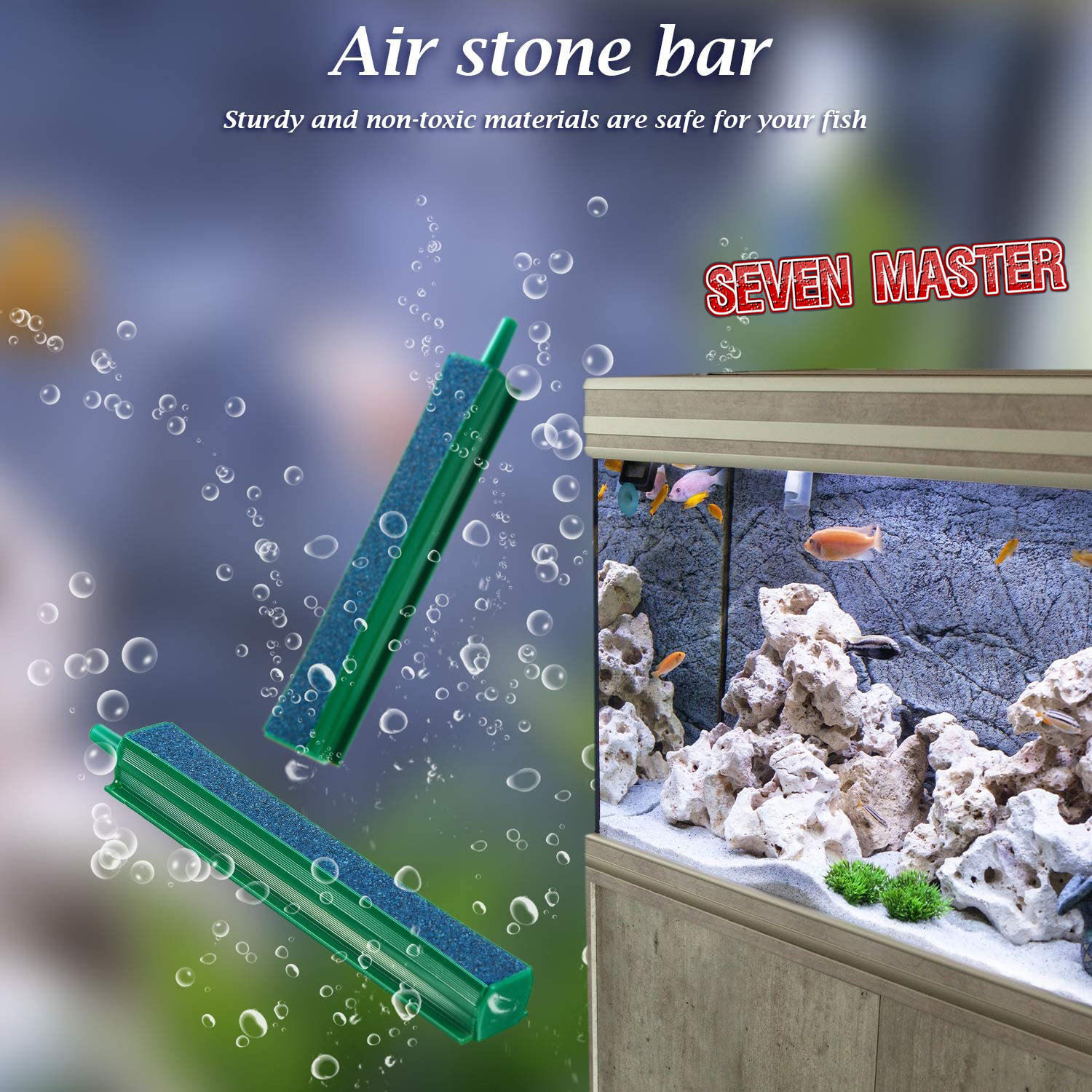Bảy Master bong bóng tường Air-Stone bể cá cảnh đá cát kết bơm oxy cho bể cá Aerator bơm đá bong bóng thanh trang trí khí đá máy bơm không khí