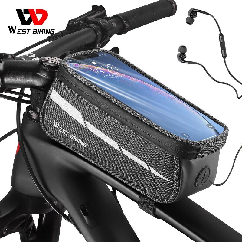 WEST BIKING Reflective Bicycle Bag Frame Front Tube Bag Touchscreen Cell Phone Holder Case Cycling Bag MTB Road Bike Accessories - ยี่ห้อ West Biking ราคา 271 บาท*ส่งฟรี