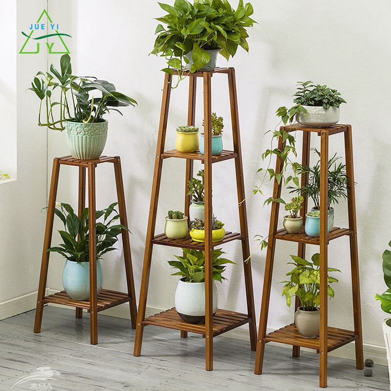 Kệ Hoa Cho Ban Công KS Chậu Hoa Ngoài Trời Sàn Nhà Nhiều Tầng Bằng Gỗ Nguyên Khối Kệ Hoa Phòng Khách Giá Treo Chậu Cây Để Bàn Hoa