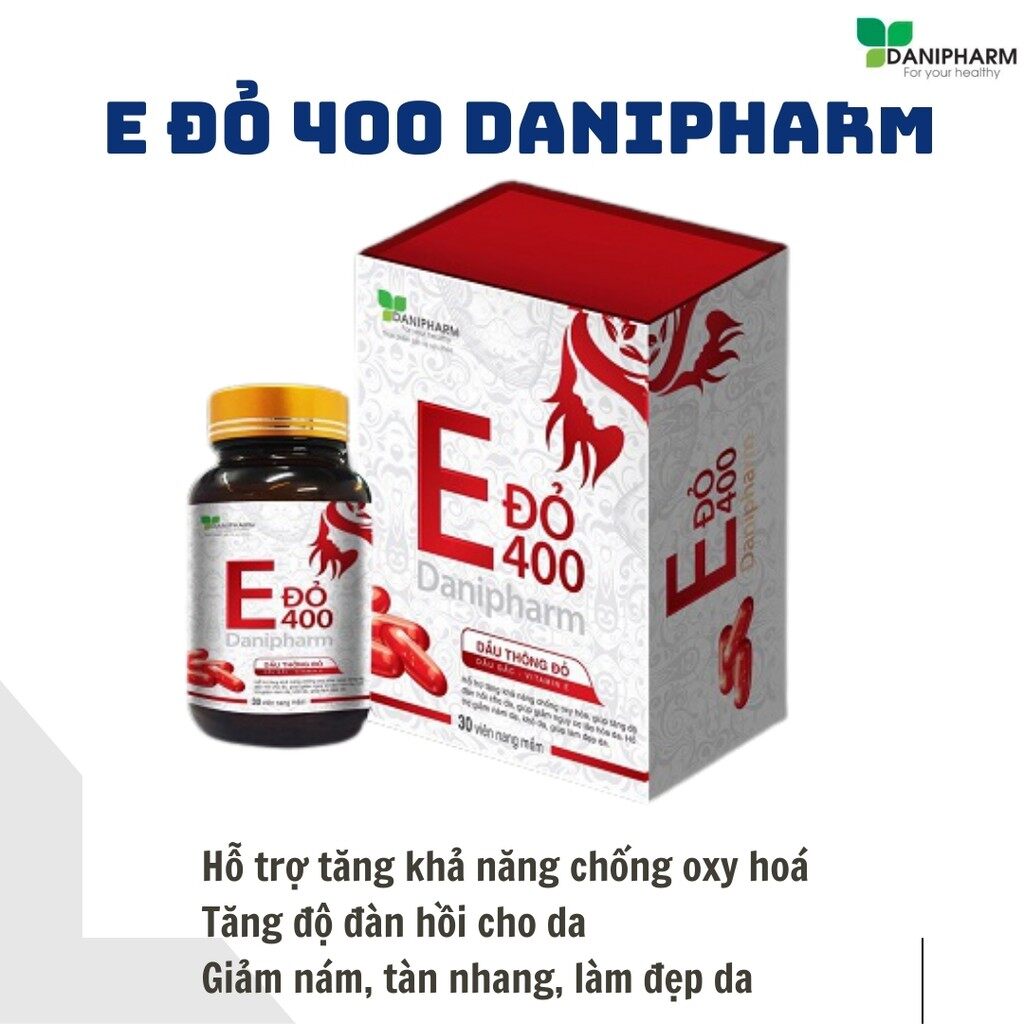 Vitamin e đỏ 400mg danipharm , chống lão hóa, ổn định nội tiết cho phụ nữ từ 12 tuổi trở lên