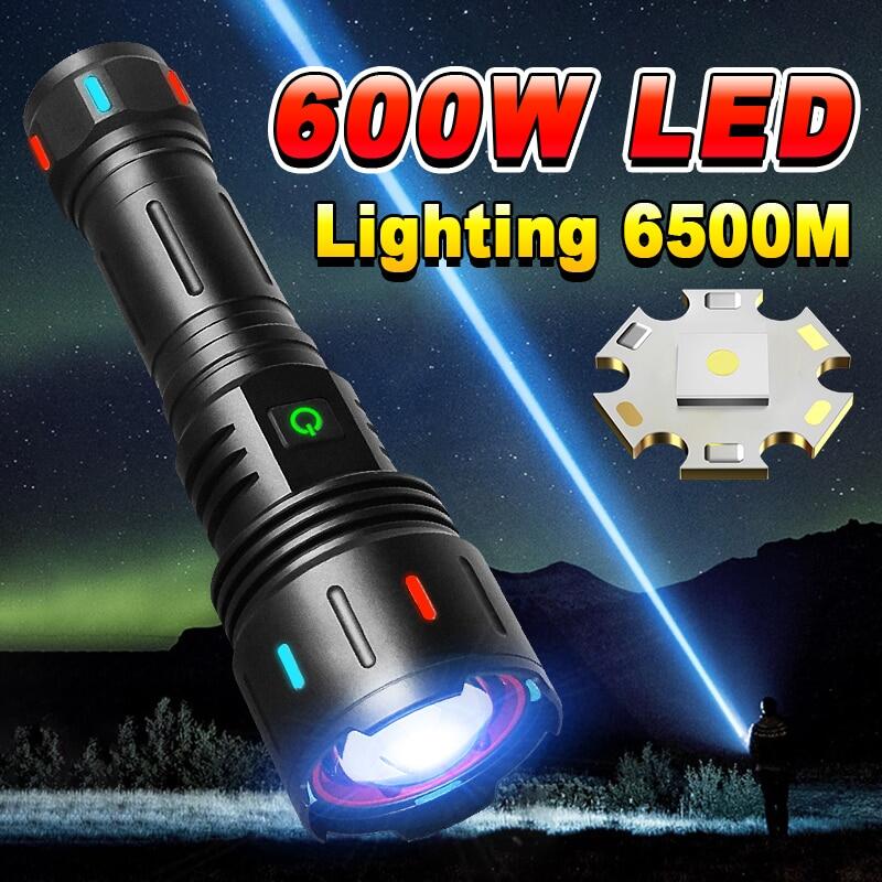 Đèn pin đèn pin led đèn pin siêu sáng 600W đèn pin zoom có thể sạc lại với công suất lớn loại C có thể sạc lại đèn lồng cắm trại đèn pin đèn cầm tay chống nước chịu lực cao đèn khẩn cấp đèn pin quân đội suluh