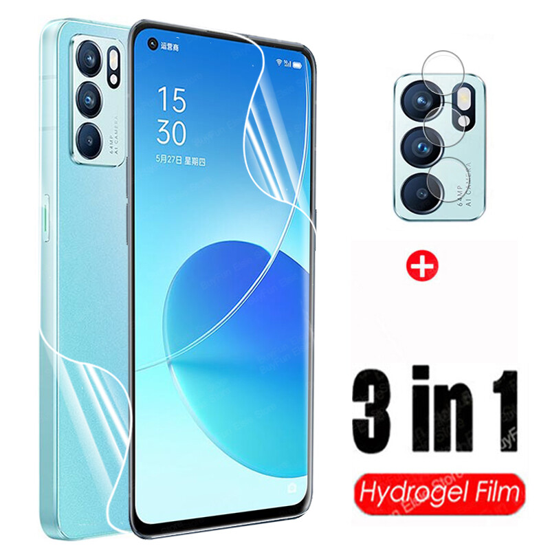 3 Trong 1 Cho OPPO Reno 6 Z Z6 5G Reno6 Z 6z 6 Pro 6pro 5G 2021 Miếng Bảo Vệ Mặt Trước + Mặt Sau Miếng Bảo Vệ Toàn Bộ Hydrogel Không Kính Cường Lực + Miếng Bảo Vệ Ống Kính Máy Ảnh Trên Oppo Reno6 Reno 6 Z
