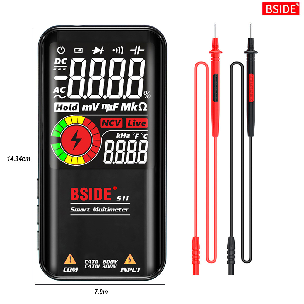 Đồng hồ vạn năng houpse bside, đồng hồ vạn năng kỹ thuật số đếm s11 màu lcd 9999 với pin sạc điện áp dc thông minh điện áp xoay chiều thử nghiệm