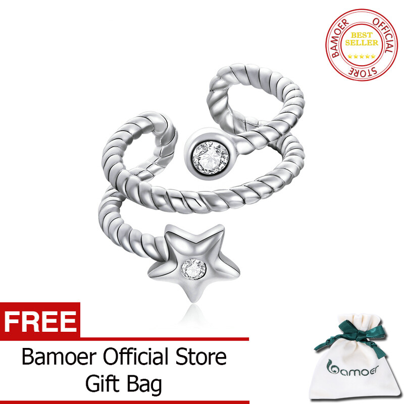 BAMOER 1 PC 925 Sterling Silver Star Ear Clip Ear Cuff Zircon Clip On Earrings Without Piercing Earrings Fashion Jewelry SCE1135 ราคา 286 บาท*ส่งฟรี