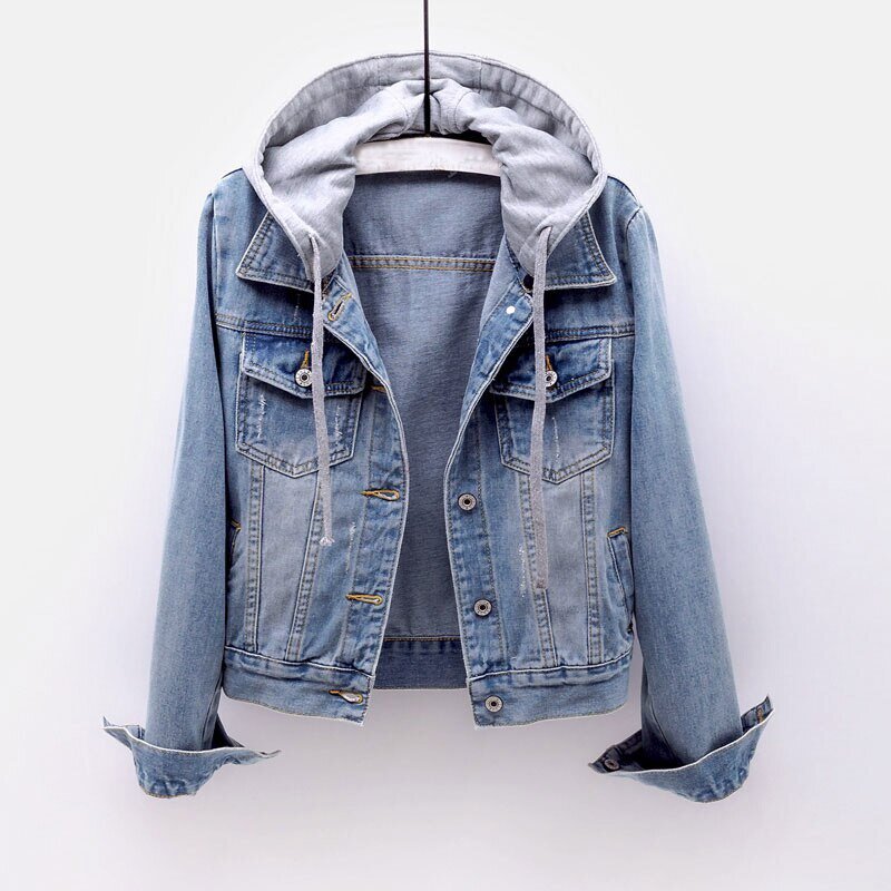 Fur hooded hot sale jean jacket