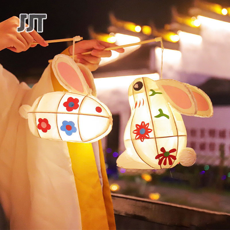 JJT đèn lồng đèn lồng đèn lồng thỏ năm mới của trung quốc vật liệu tự làm đèn lồng di động ba chiều đèn làm bằng tay kỳ nghỉ thỏ ngọc