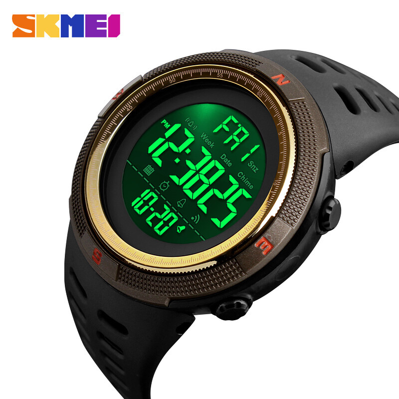 New SKMEI 1251 Men Sports Watches 50M Waterproof Watches Countdown Double Time Watch Alarm Chrono Digital Wristwatches