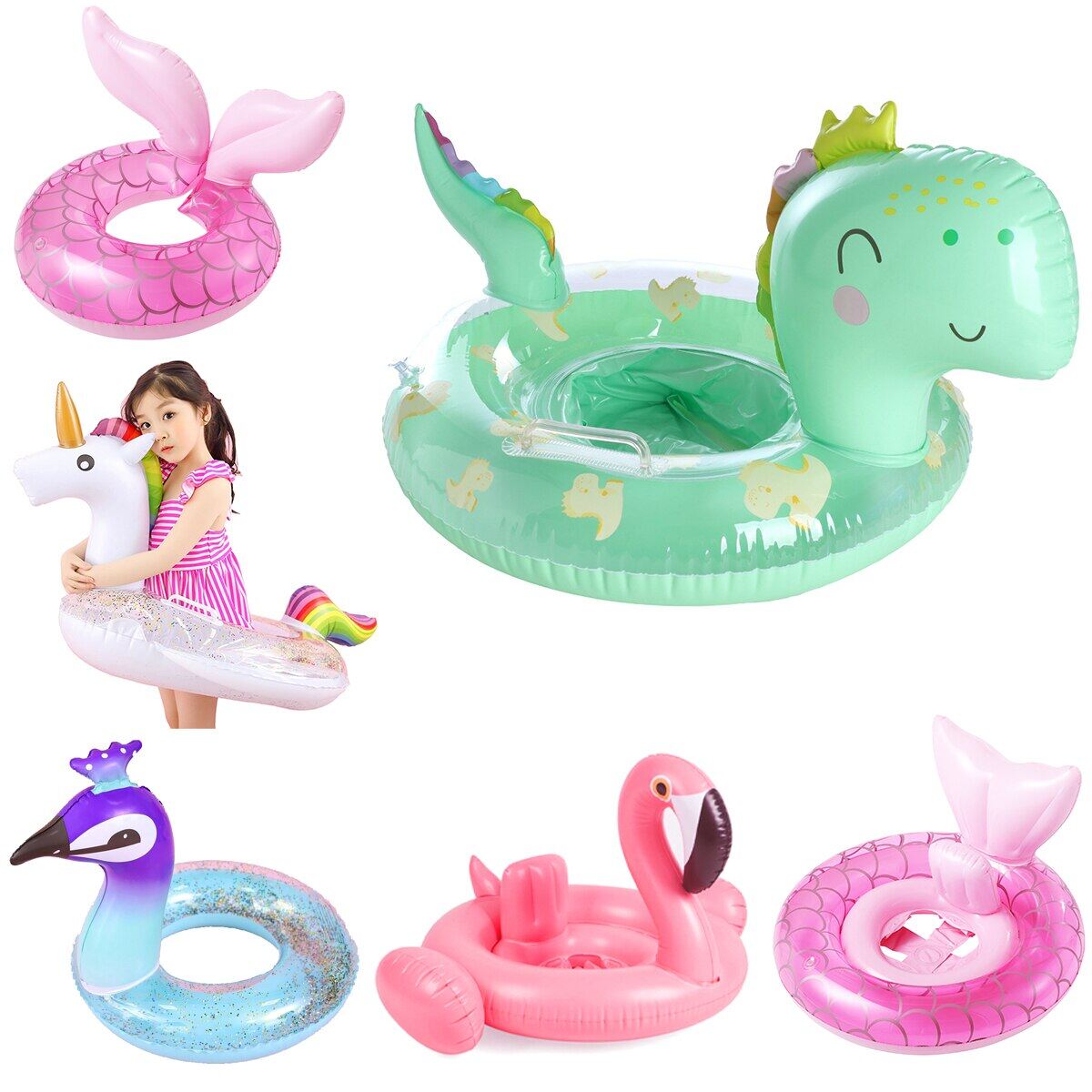 Hồ bơi trẻ em Float khủng long Phao bơi tròn Inflatable Flamingo phao bơi hình tròn trò chơi bơm hơi cho hồ bơi trẻ em Đồ chơi Unicorn Nàng Tiên Cá
