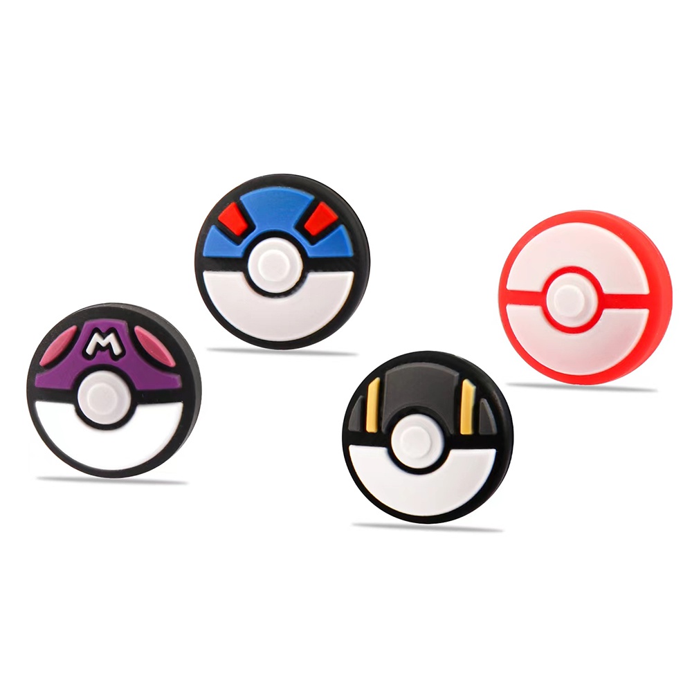 4 chiếc nắp chụp ngón tay cái analog bằng silicon màu đỏ tươi và tím pokemon cho nintendo switch & switch oled/lite ns joycon vỏ bảo vệ cần điều khiển