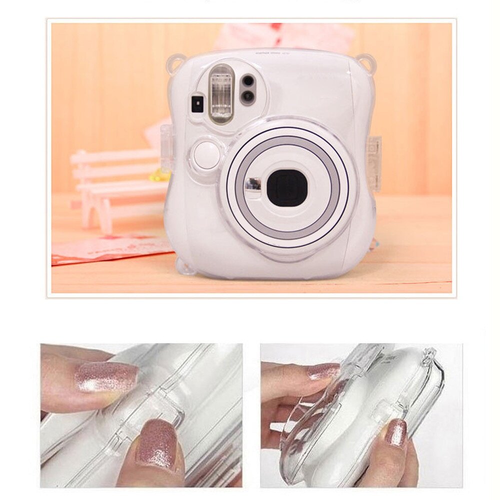 Vỏ nhựa pha lê cho máy ảnh Fujifilm Fuji Instax Mini 25 26+ Vỏ có dây đeo