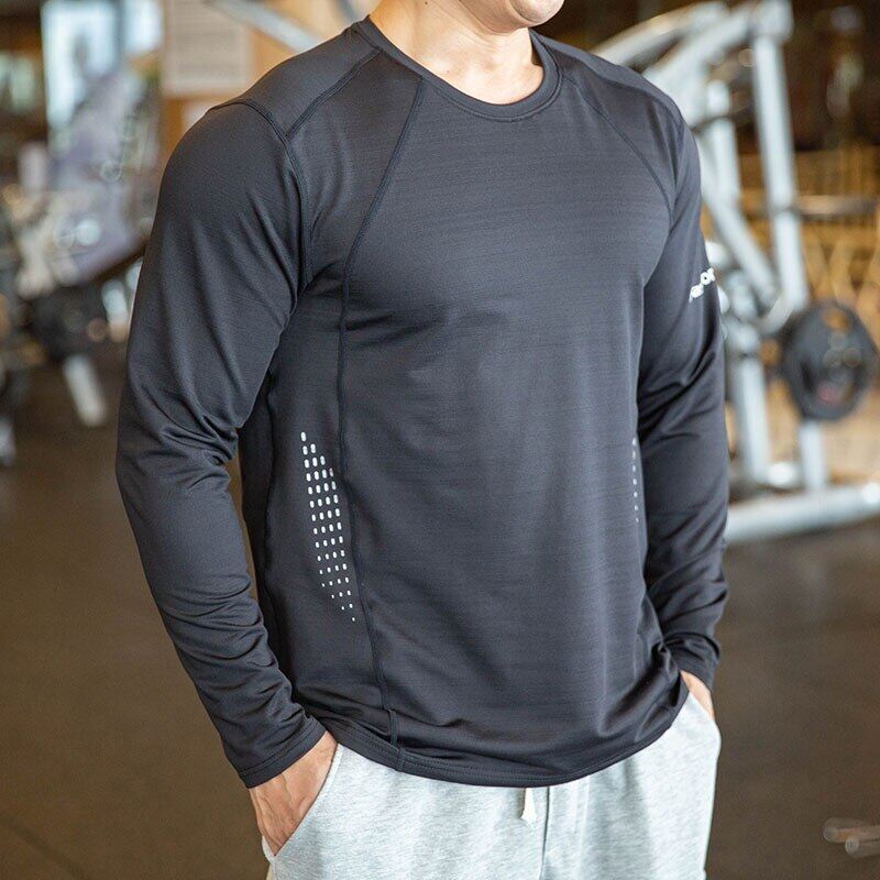 【Available】Autumn winter Men Gym long sleeve Tshirts bodybuilding Training Shirts Quick Dry Fit fitness Sports loose elastic Running Tee