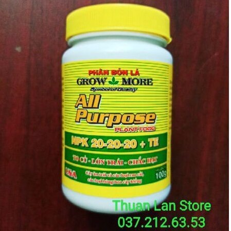 Phân bón npk 20-20-20 growmore hũ 100g