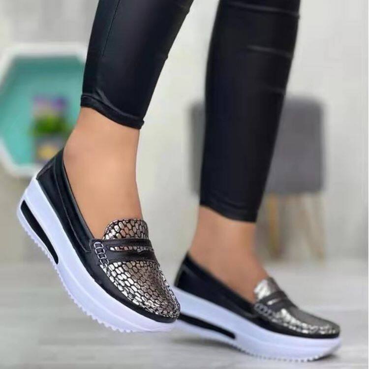 Giày Đế Thuyền Cho Nữ Da Phong Cách Hàn Quốc Giày Sneaker Kiểu Dáng Chắc