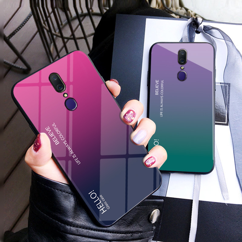 Ốp lưng oppo f11 ốp cứng kính cường lực oppof11 ốp lưng điện thoại chống sốc màu gradient