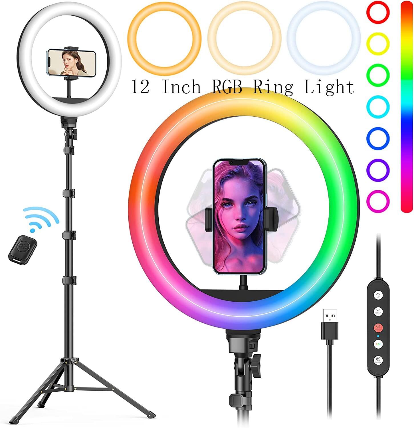 26 30 cm Đèn Led vòng chụp ảnh selfie RGB ánh sáng trong nhiếp ảnh 59 ''giá ba chân studio ảnh Vòng điền vào đèn cho Youtube Tik Tok