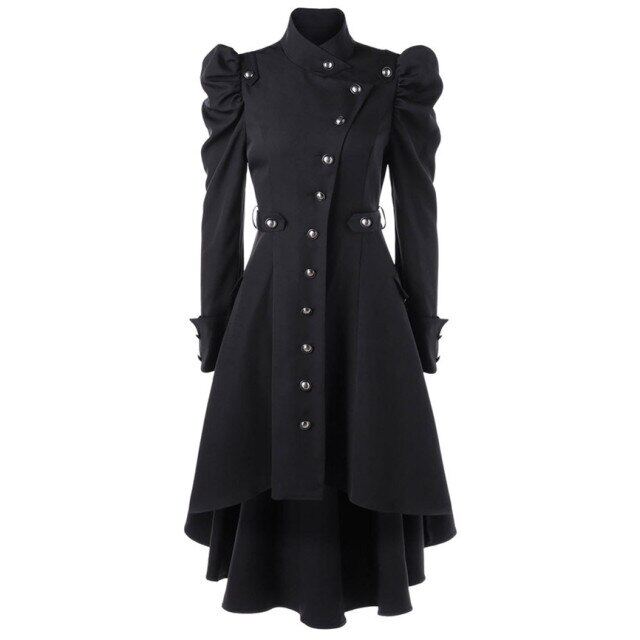 2019เสื้อผู้หญิง Vintage Steampunk ยาว Gothic Overcoat สุภาพสตรีแจ็คเก็ตรีโทร Luxury ยี่ห้อ Dovetail Veste Femme