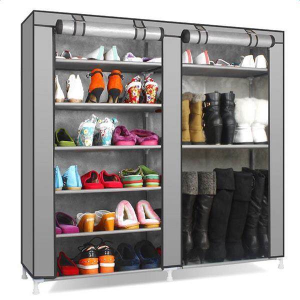 Gray Double Row Shoe Organizer Cabinet - 9 Lattices