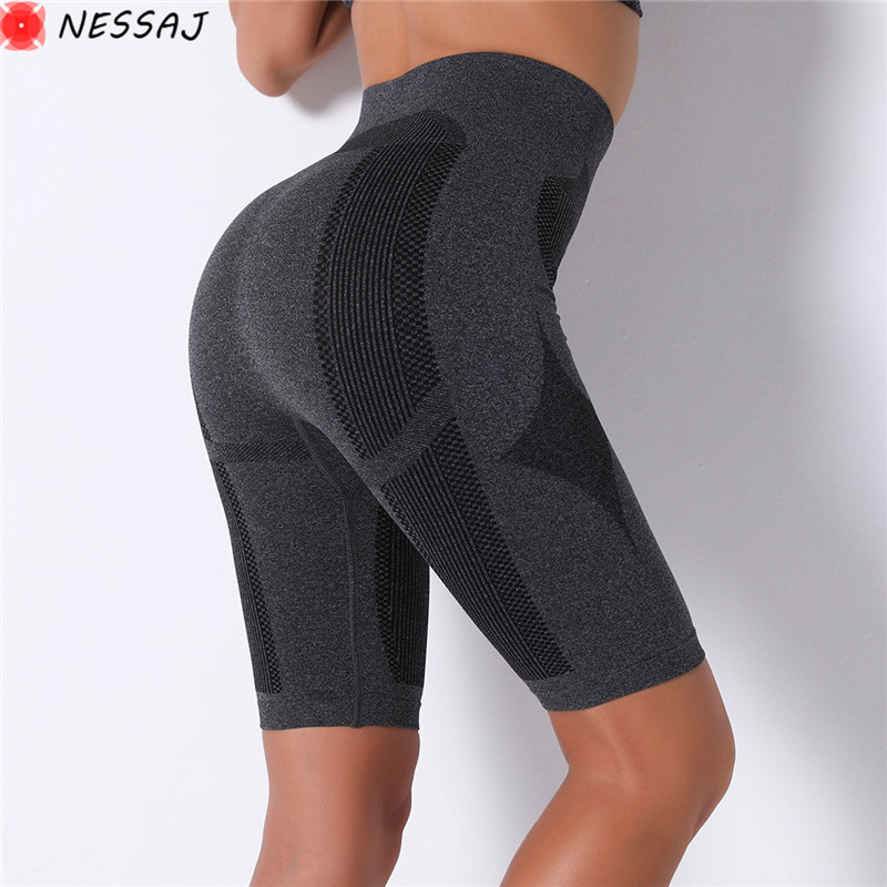 Nessaj Quần Short Cạp Cao Cho Nữ Quần Legging Yoga Thể Dục Thể Thao Không Đường May Quần Nâng Ngực Tập Luyện Thể Thao
