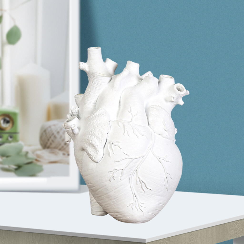 Baoblaze Anatomical Heart Vase Resin Statue Flower Pot Ornament