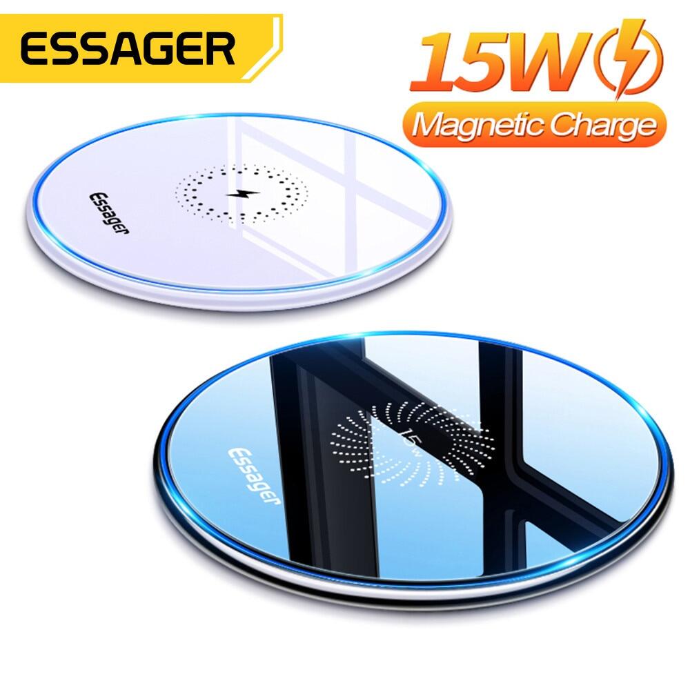 Essager 15w sạc không dây cho iphone 12 11 pro xs max x cảm ứng sạc không dây nhanh pad cho samsung xiaomi