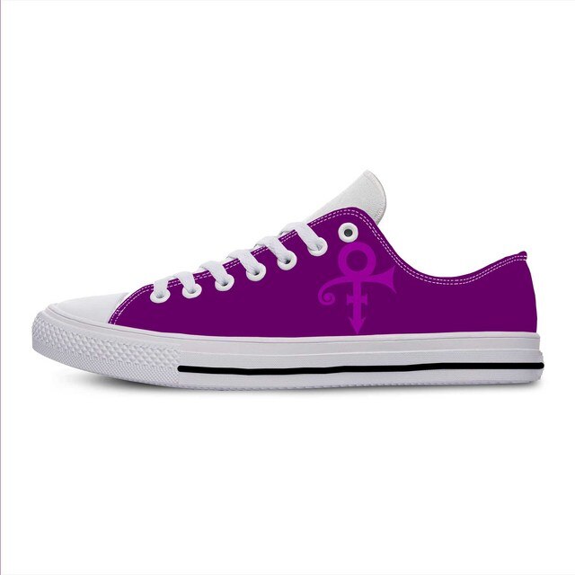 👞👞rain symbol rock ca sĩ nhạc rock giày vải thường ngày guitar hoàng tử tím giày thể thao nam nữ in 3d thoáng khí thoải mái cổ thấp