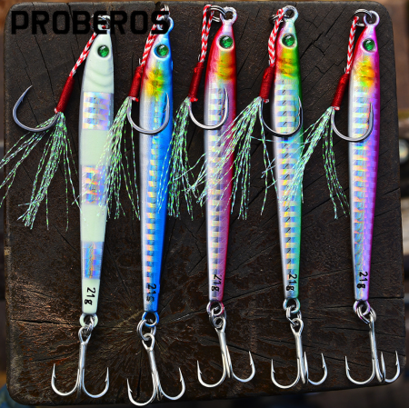 PROBEROS Metal Jig Sequins Fishing Lure with Hook, Saltwater