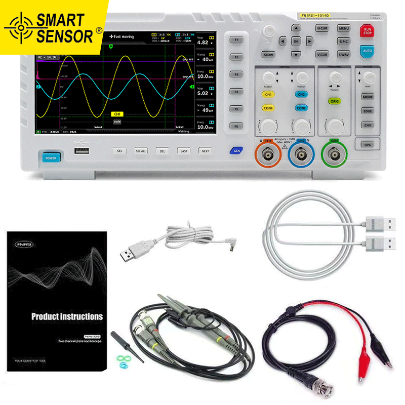 Smart sensor màn hình hiển thị lcd tft 1014d 7 inch máy phát tín hiệu đầu vào hai kênh hai trong một máy tính để bàn dao động chụp tín hiệu đầu ra chức năng 100mhz * 2 băng thông ana-log tốc độ lấy mẫu 1gb dung lượng lưu trữ đa chức năng dao động