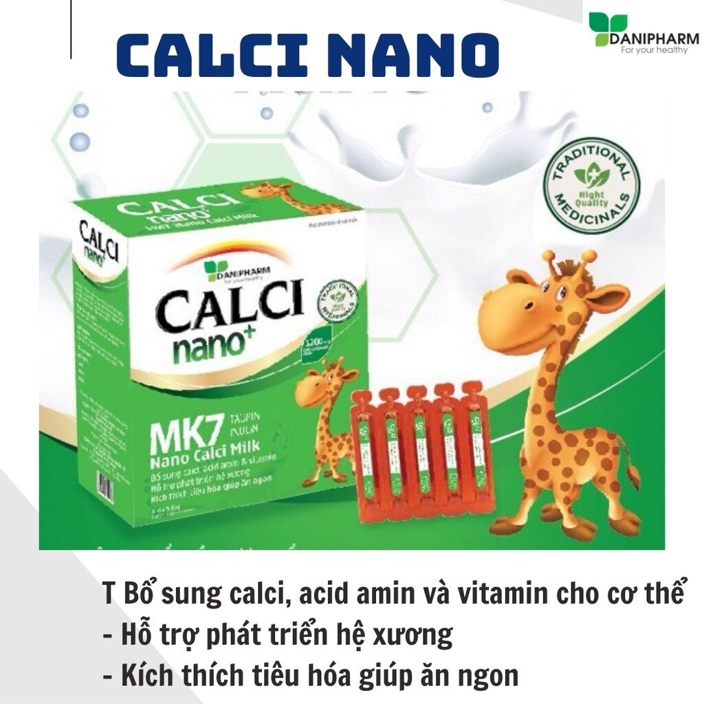 Canxi milk nano mk7 DANIPHARM canxi cho bé ăn ngon ngủ tốt