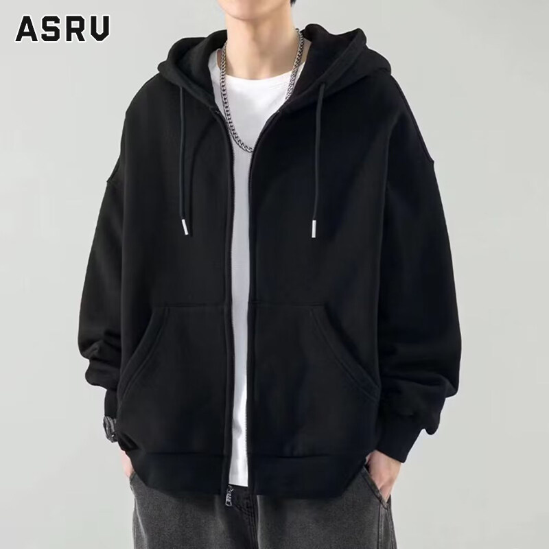 ASRV áo hodie áo khoác hoddie áo hoodie đi học sweater áo thu đông Áo khoác Áo Chui Đầu Có Mũ đơn giản rộng của Nam Khoá Kéo không Áo Hoodie lông cừu