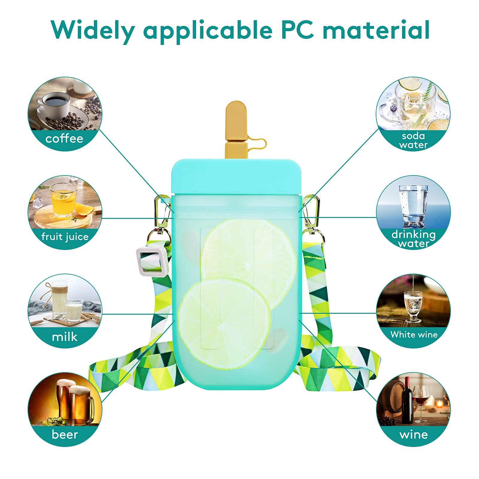 Cute Water Bottles with Straws, Creative Ice Cream Plastic Popsicle Drink Water Bottles, Transparent Water Jug, Suitable for Adult Children