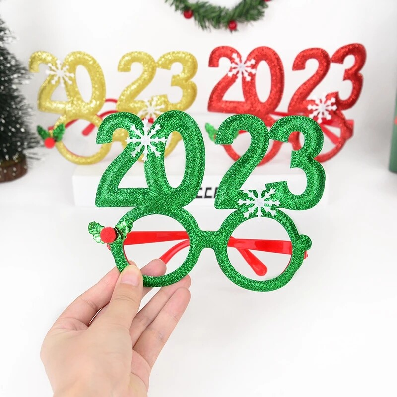 Kính nỉ giáng sinh 2023 đạo cụ chụp ảnh khung kính lấp lánh giáng sinh vui vẻ đồ trang trí giáng sinh quà tặng trẻ em người lớn chúc mừng năm mới ủng hộ bữa tiệc