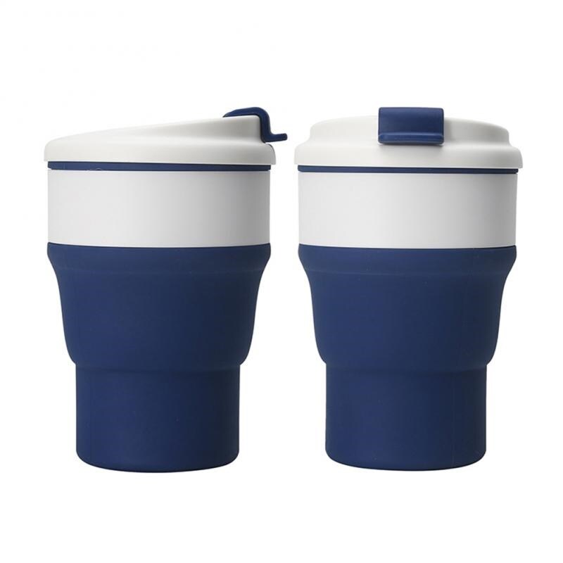 {hot} 500ml Retractable Folding Cup With Lid Portable Food Grade Silicone Telescopic Collapsible Drinking Cup Outdoor Travel Water Cup
