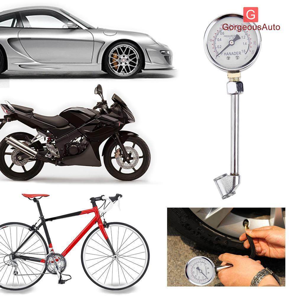 GorgeousAuto 0-16PSI ยางโลหะสเตนเลสเกจวัดความดัน Dial สำหรับรถจักรยานยนต์รถ GorgeousAuto 0-16PSI ยางโลหะสเตนเลสเกจวัดความดัน Dial สำหรับรถจักรยานยนต์รถ